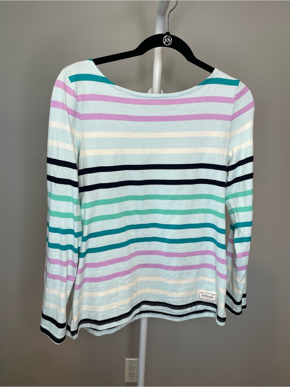Talbots 100% Cotton Striped Boatneck Long-Sleeve Top - Small